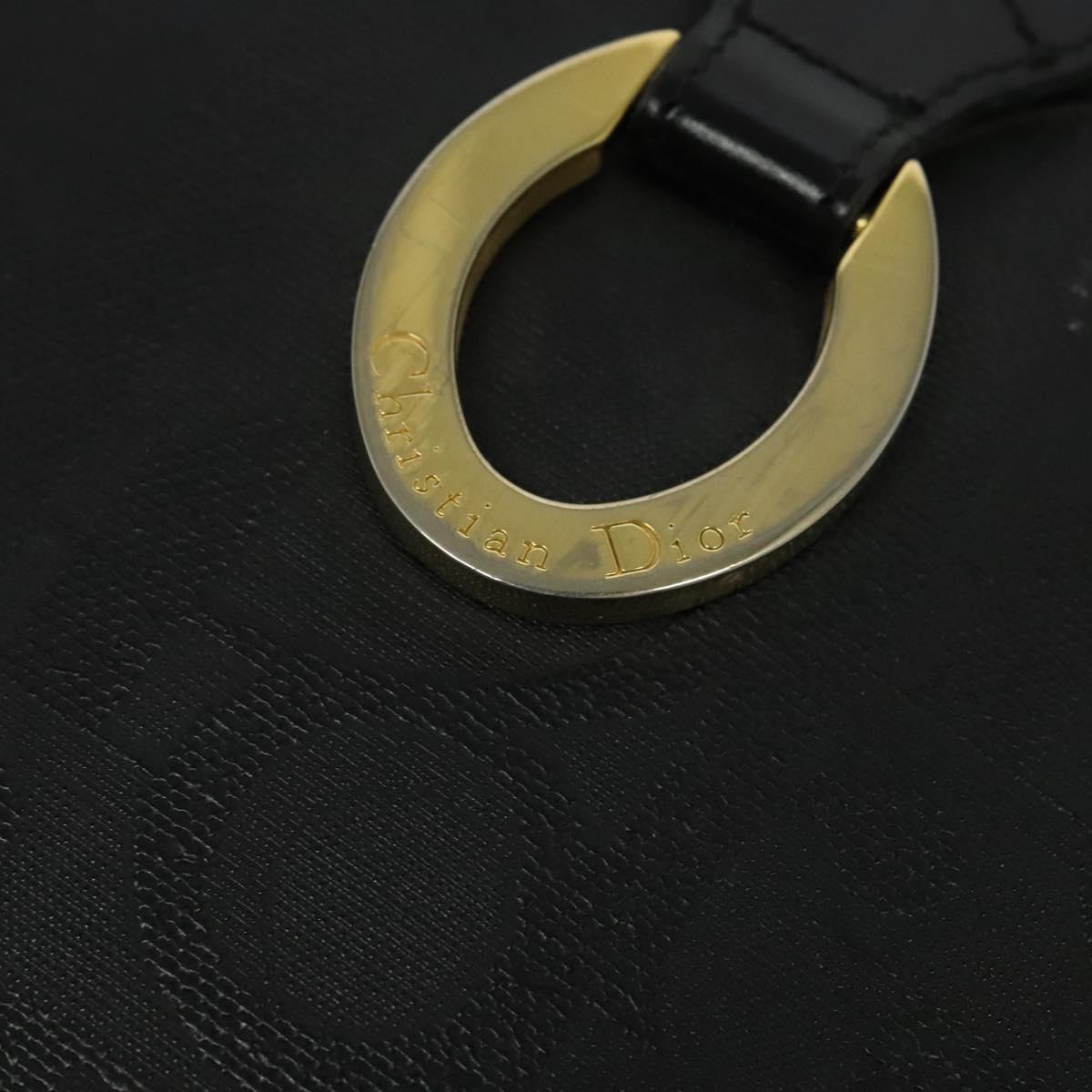 Christian Dior Trotter Canvas Shoulder Bag PVC Black Gold Auth sw750