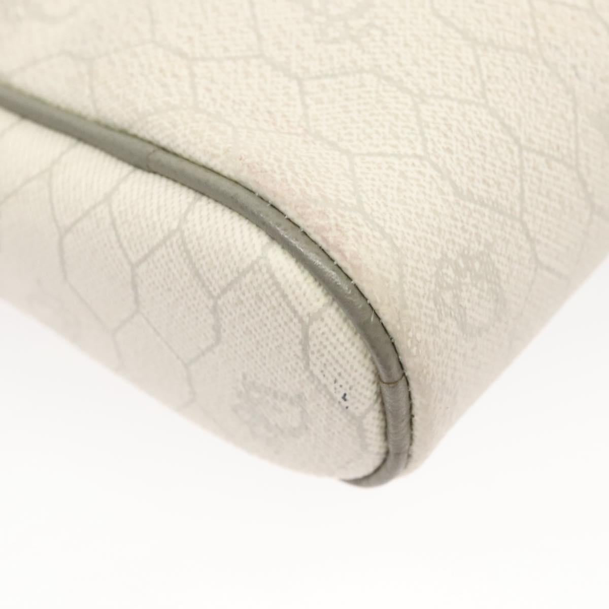 Christian Dior Honeycomb Canvas Shoulder Bag PVC White Gold Auth sw752