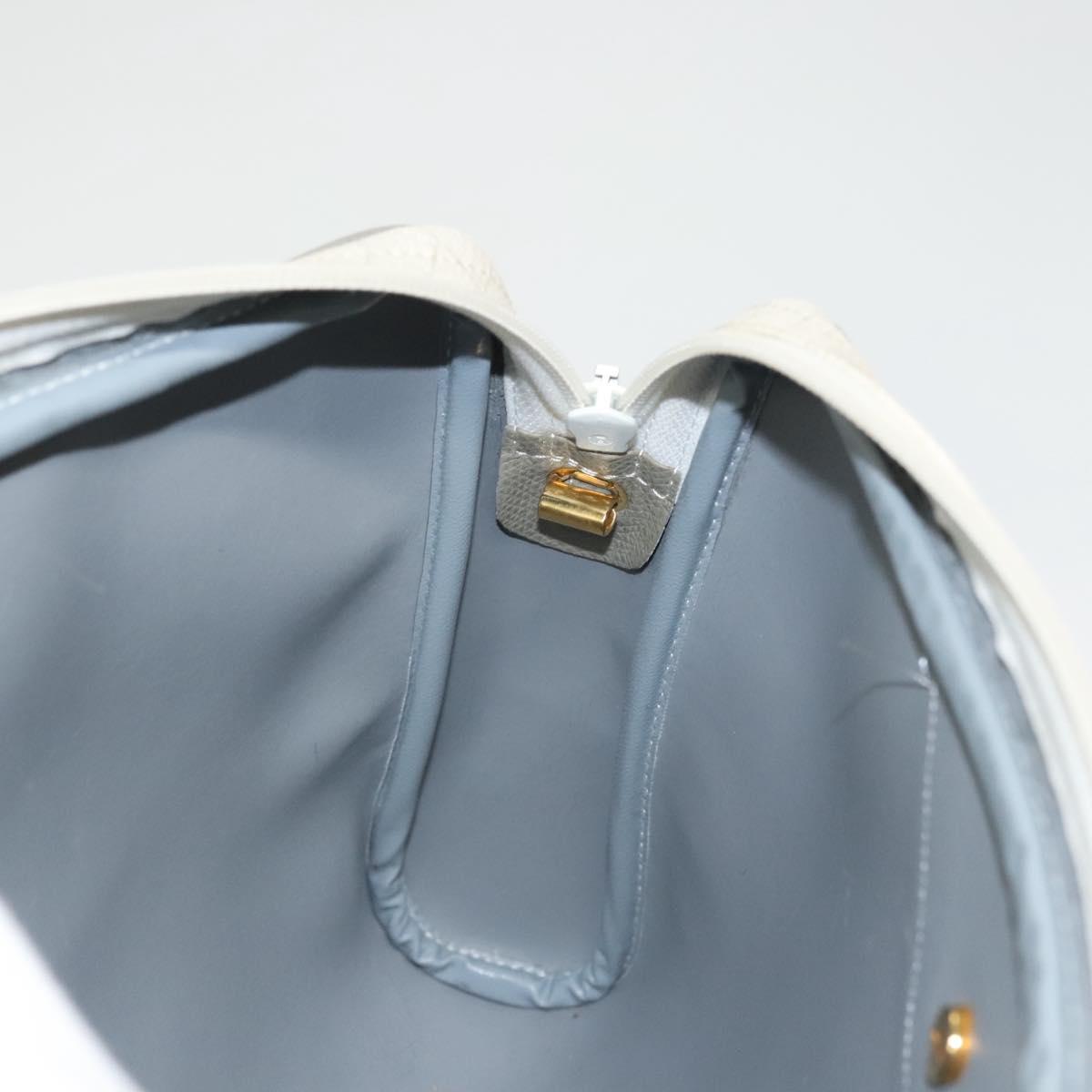 Christian Dior Honeycomb Canvas Shoulder Bag PVC White Gold Auth sw752