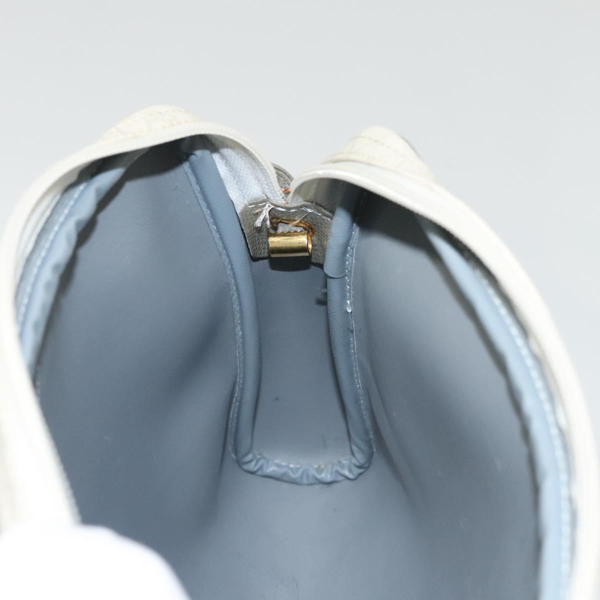 Christian Dior Honeycomb Canvas Shoulder Bag PVC White Gold Auth sw752