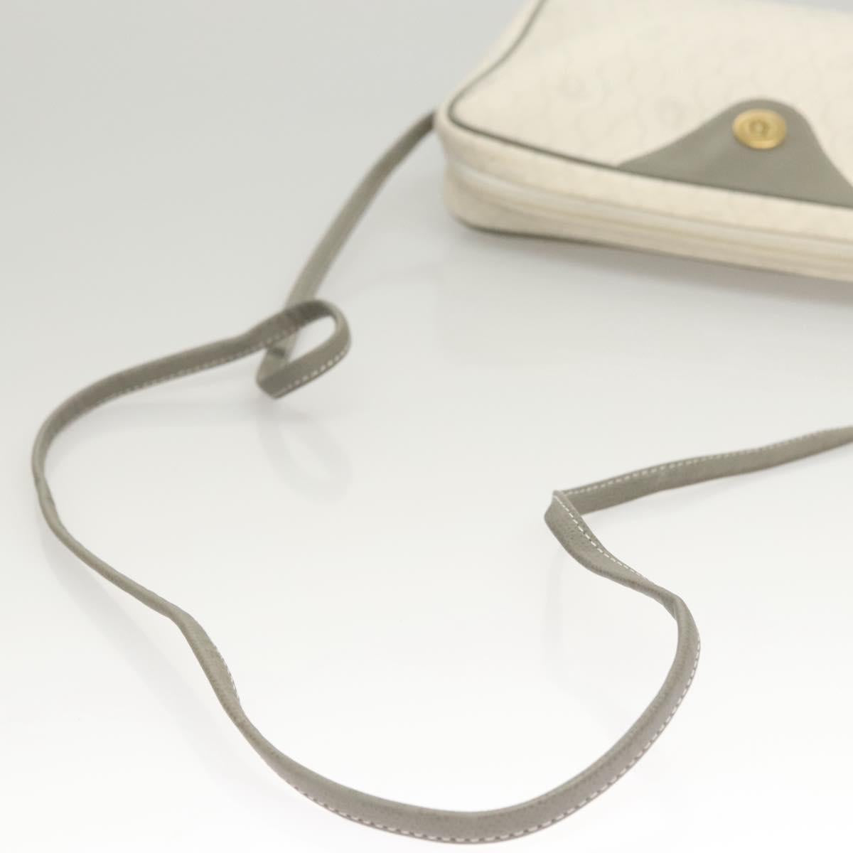 Christian Dior Honeycomb Canvas Shoulder Bag PVC White Gold Auth sw752