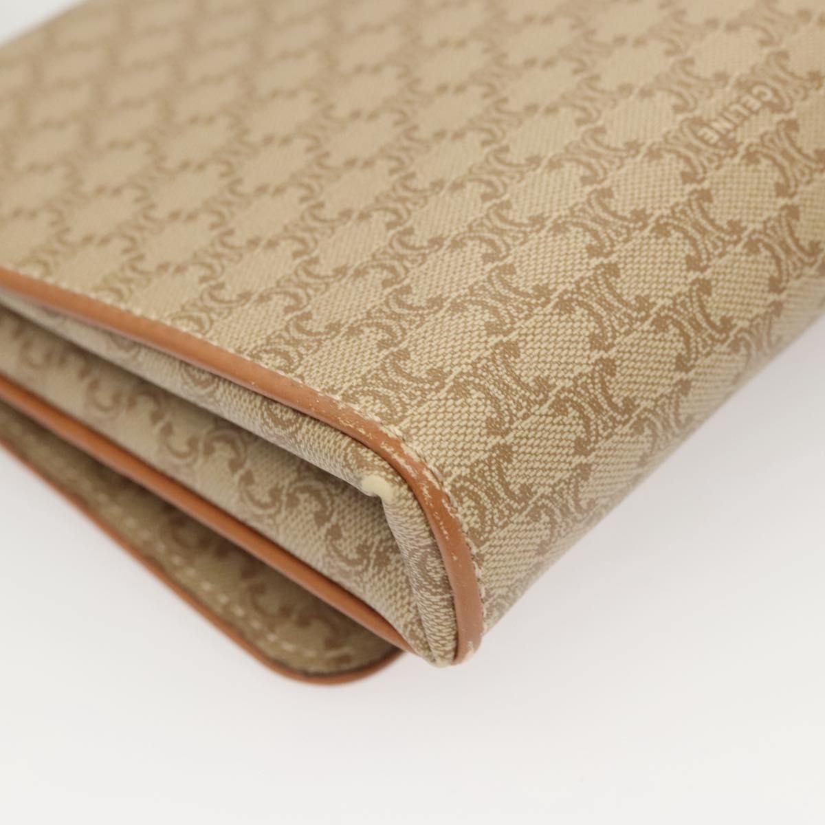 CELINE Macadam Canvas Shoulder Bag PVC Beige Gold Auth sw761