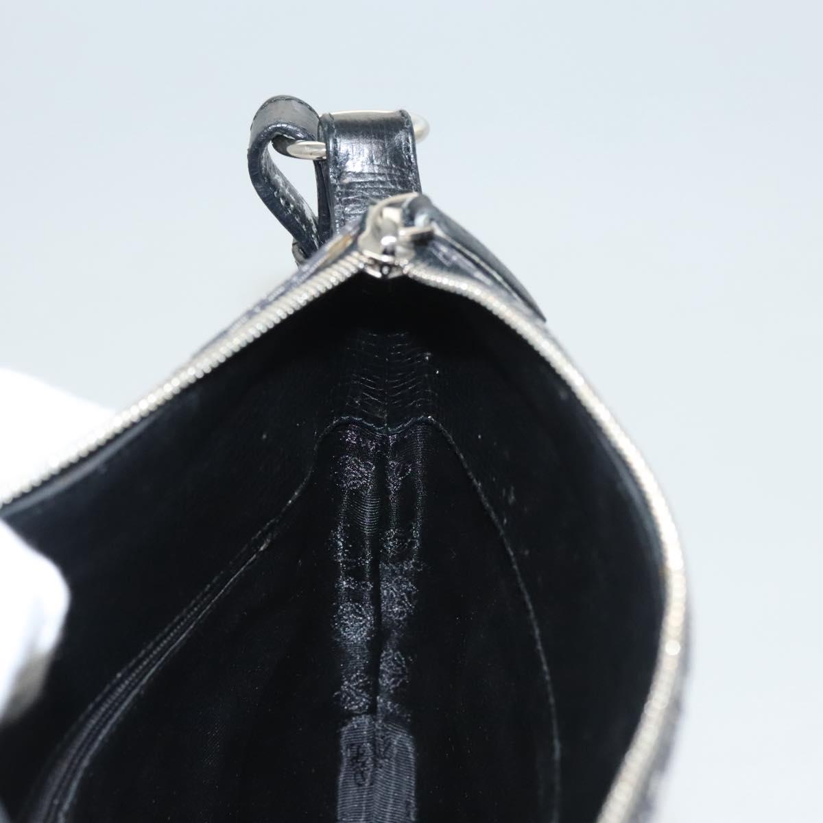 LOEWE Shoulder Bag Canvas Navy Silver Auth sw762