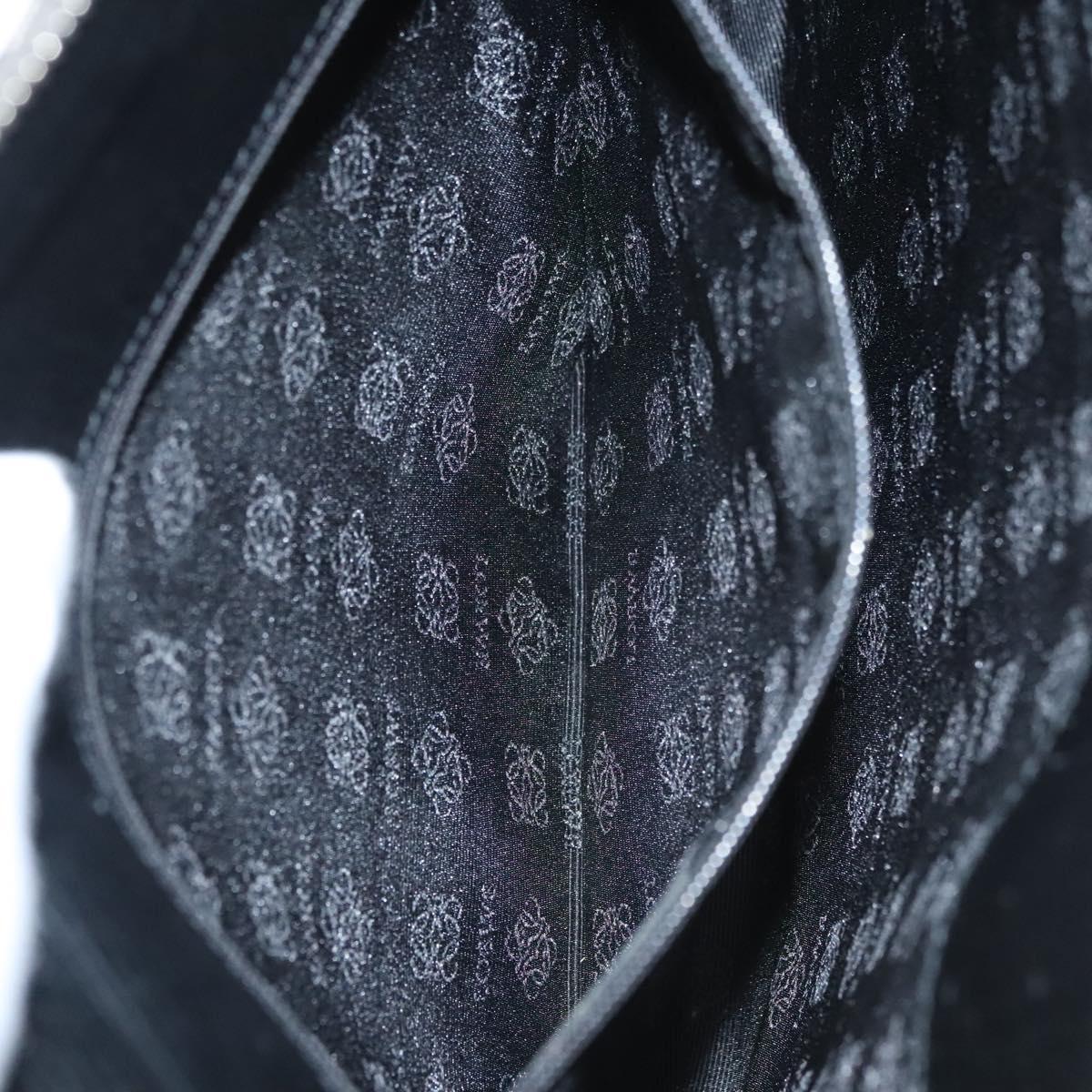 LOEWE Shoulder Bag Canvas Navy Silver Auth sw762