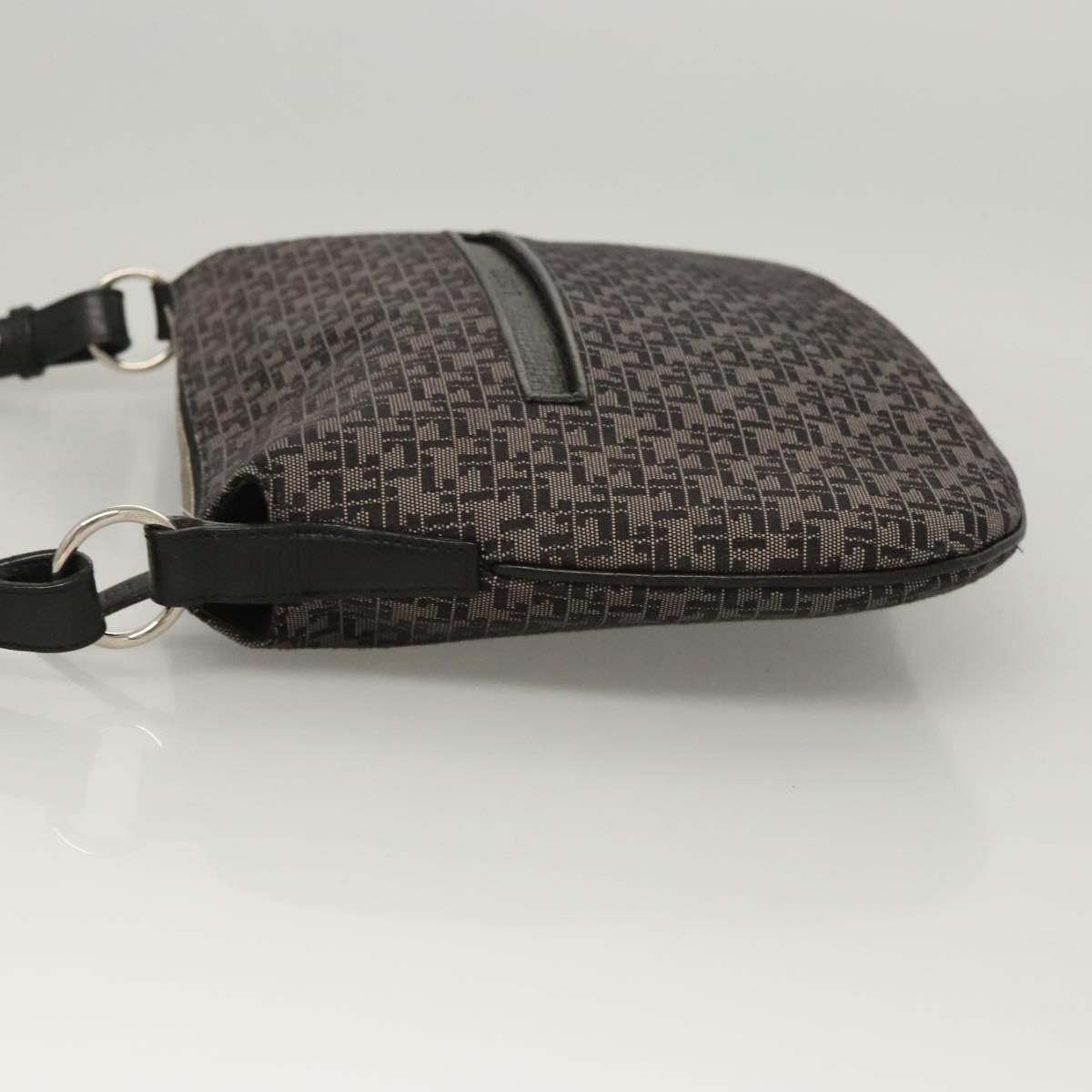 LOEWE Shoulder Bag Canvas Navy Silver Auth sw762