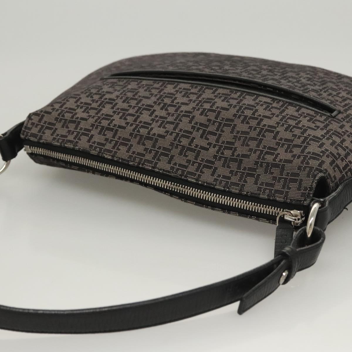 LOEWE Shoulder Bag Canvas Navy Silver Auth sw762