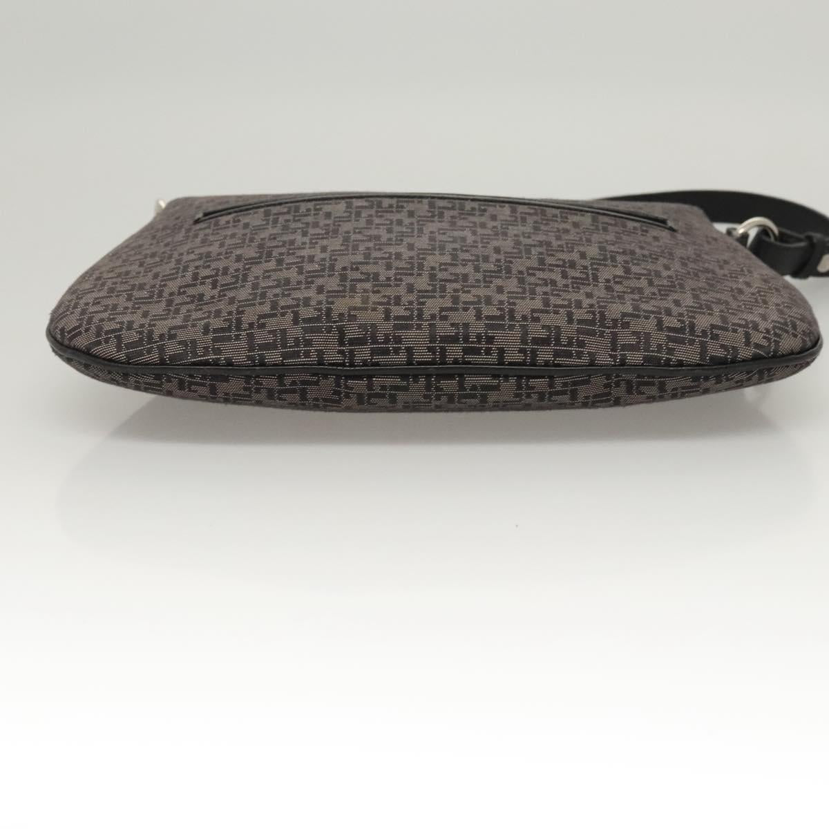 LOEWE Shoulder Bag Canvas Navy Silver Auth sw762