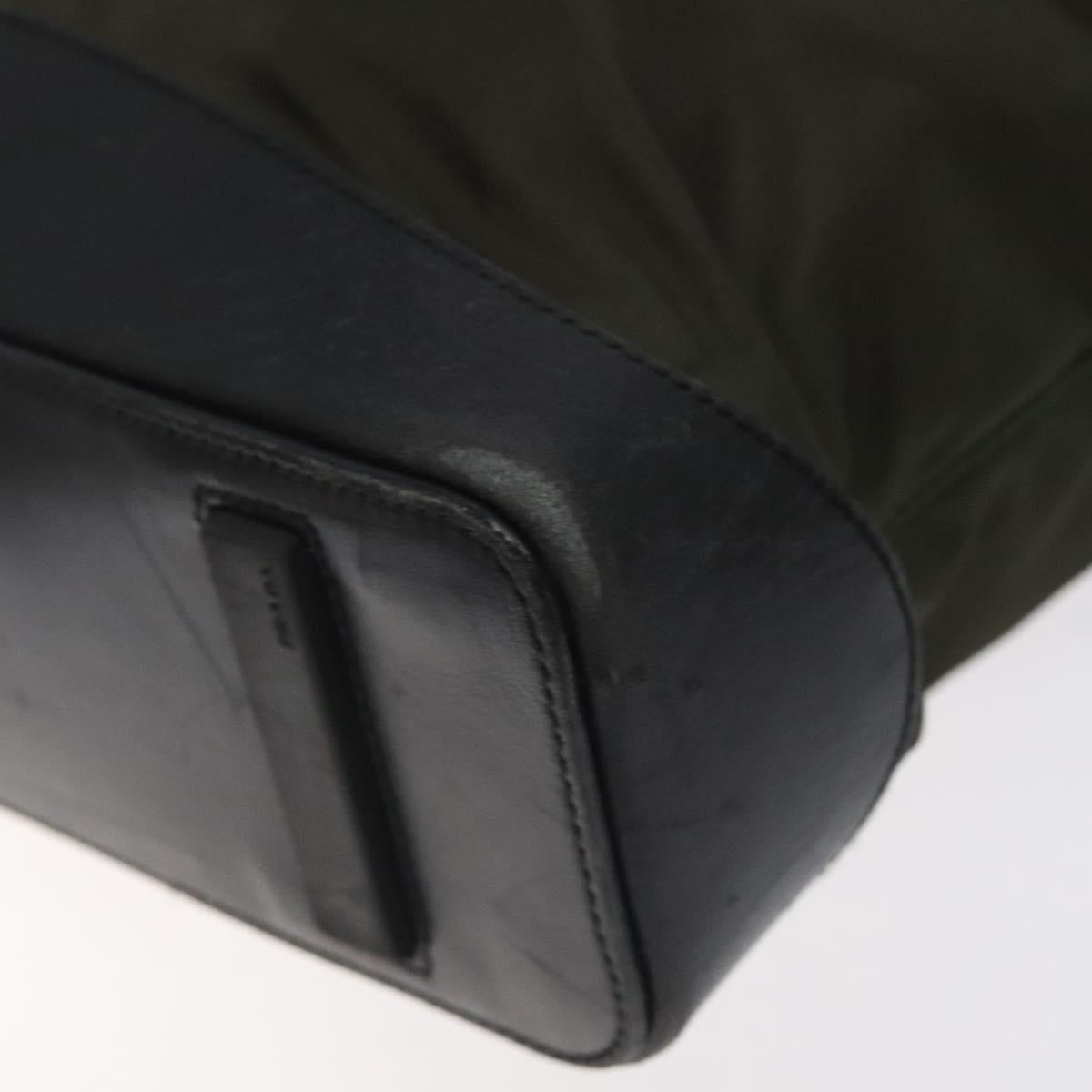 PRADA Tote Bag Nylon Khaki Silver Auth SW785