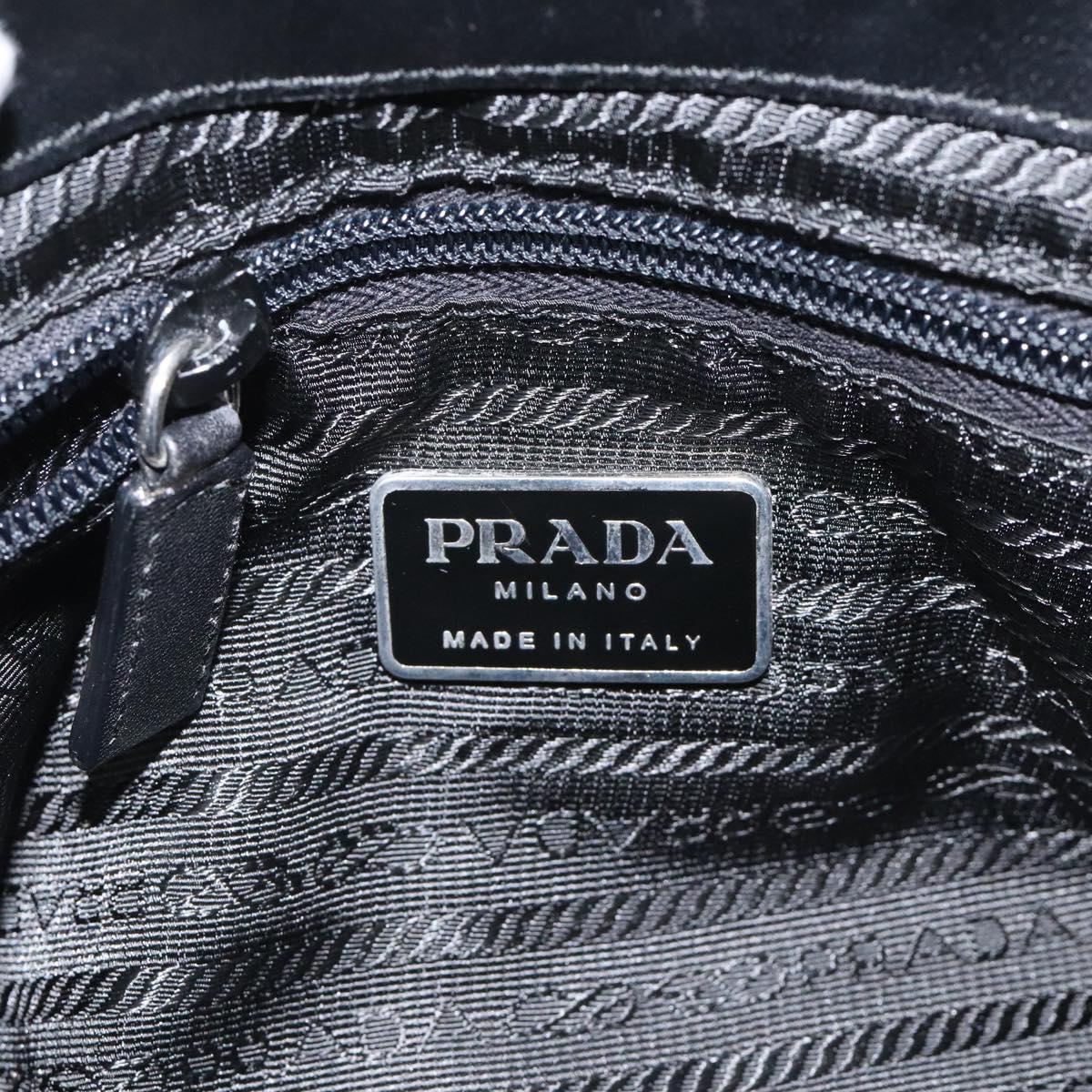 PRADA Tote Bag Nylon Khaki Silver Auth SW785