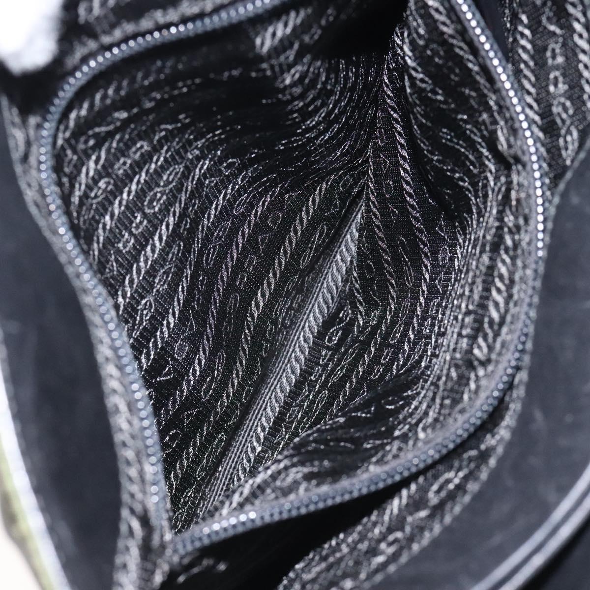 PRADA Tote Bag Nylon Khaki Silver Auth SW785