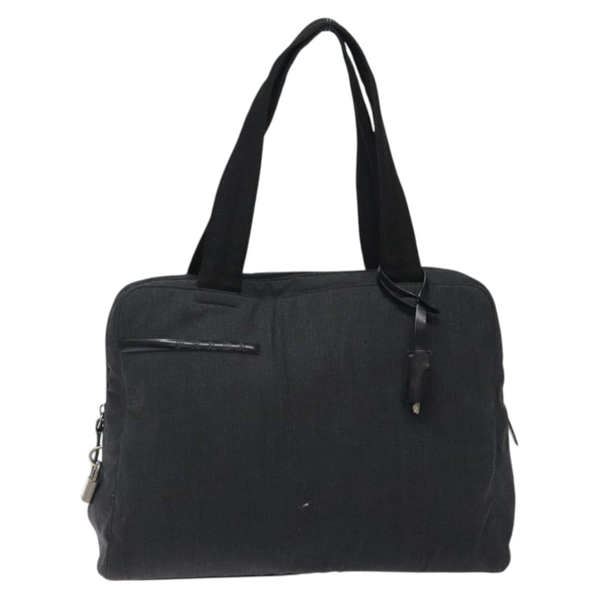 PRADA Sports Shoulder Bag Canvas Gray Silver Auth SW795