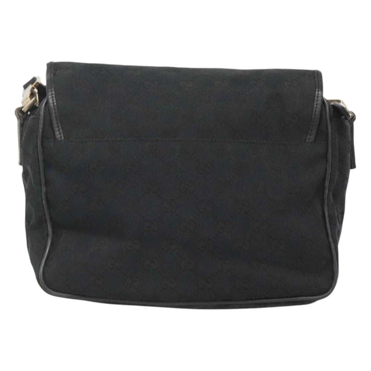GUCCI GG Canvas Shoulder Bag Black Gold 019 0375 Auth SW809