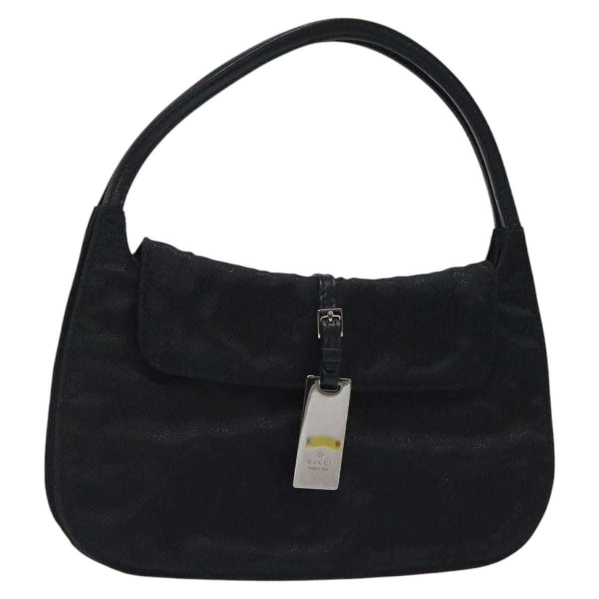 GUCCI Micro GG Canvas Pouch Black Silver Auth SW813