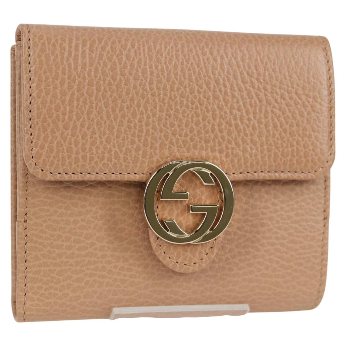 GUCCI Interlocking Wallet Leather Outlet Pink Beige 615525 Auth SW815M