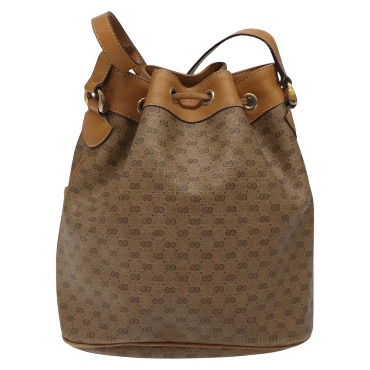 GUCCI Micro GG Supreme Shoulder Bag PVC Beige Gold 001 904 0791 Auth SW841