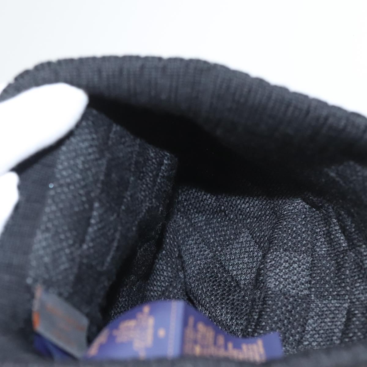 LOUIS VUITTON Knitted Fabrics Beanie Neopti Damier Hat Wool Black M77983 Auth SW875