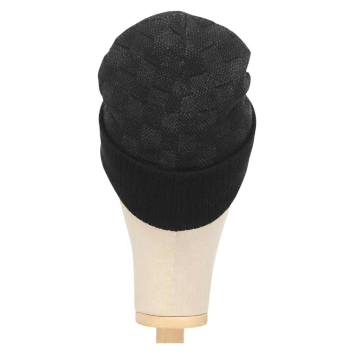 LOUIS VUITTON Knitted Fabrics Beanie Neopti Damier Hat Wool Black M77983 Auth SW875