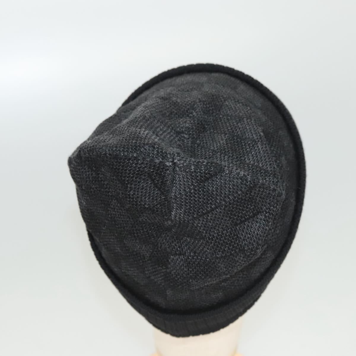 LOUIS VUITTON Knitted Fabrics Beanie Neopti Damier Hat Wool Black M77983 Auth SW875