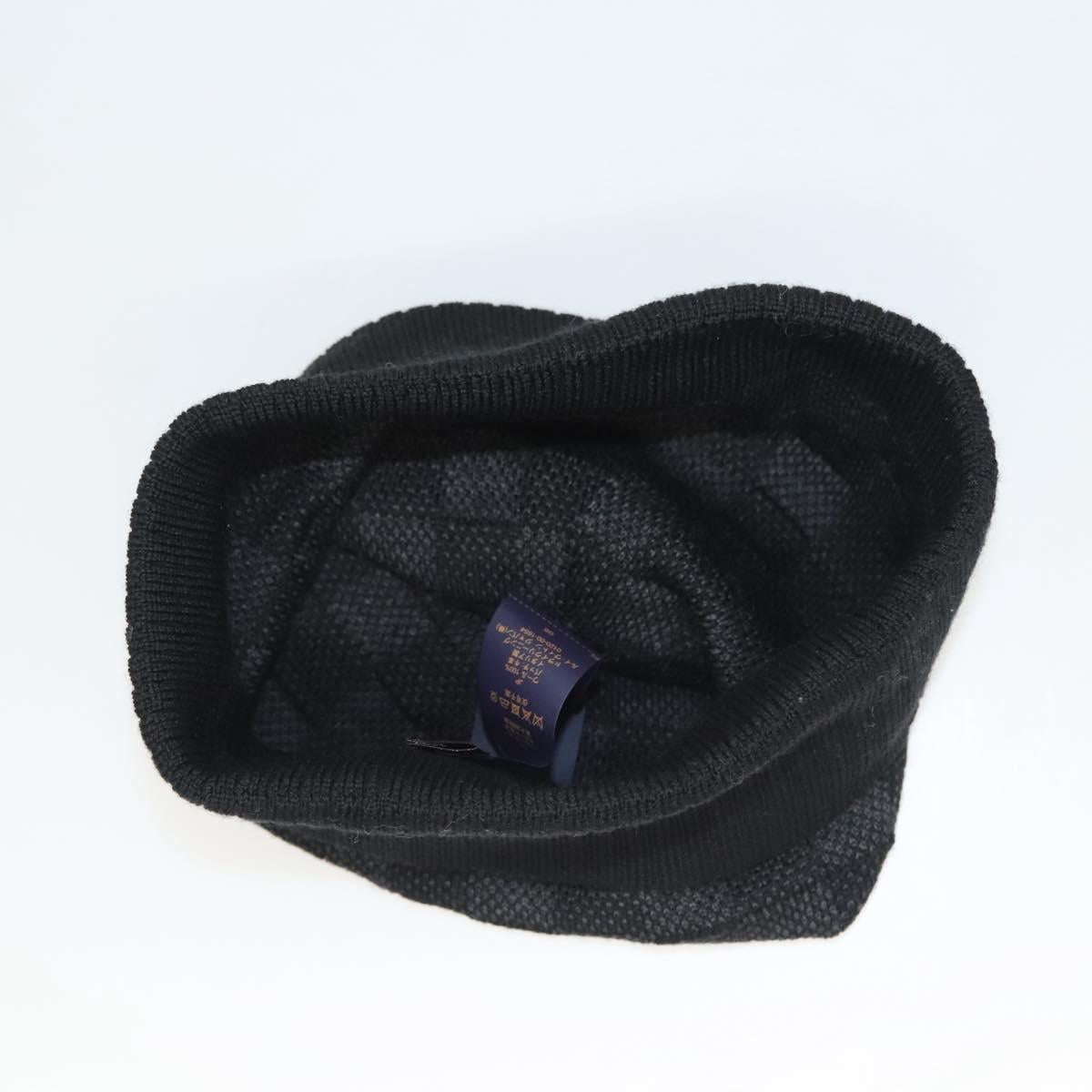 LOUIS VUITTON Knitted Fabrics Beanie Neopti Damier Hat Wool Black M77983 Auth SW875