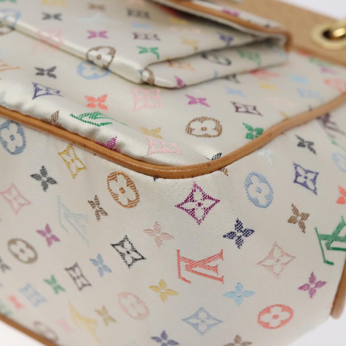 LOUIS VUITTON Monogram Multicolor Abelia Bag Satin White M92936 LV Auth sw895V