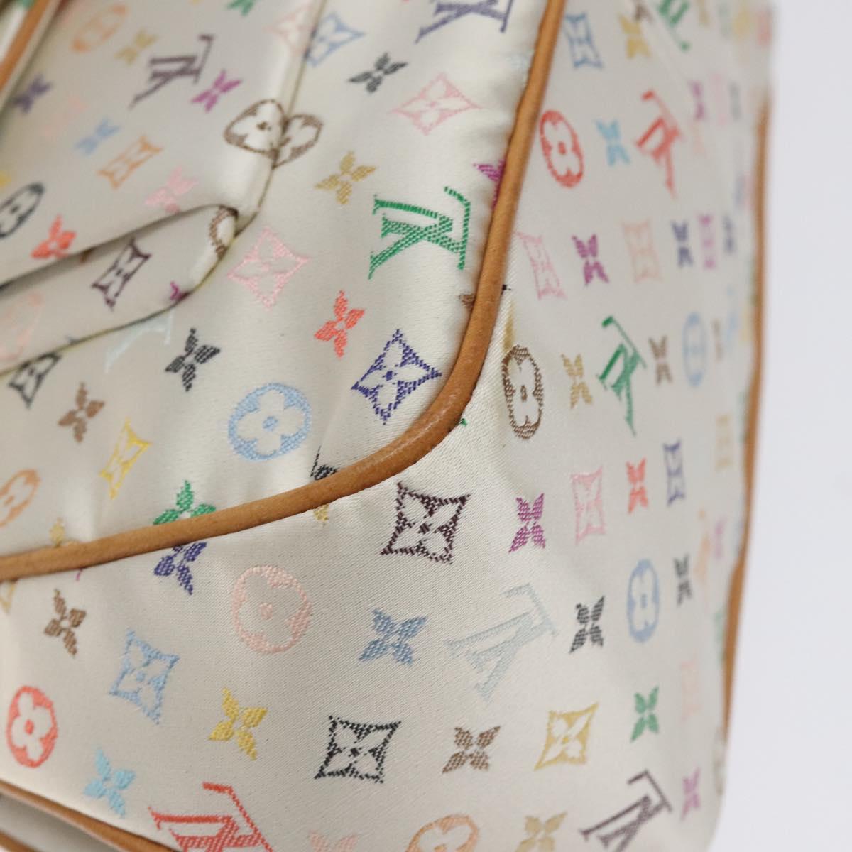 LOUIS VUITTON Monogram Multicolor Abelia Bag Satin White M92936 LV Auth sw895V