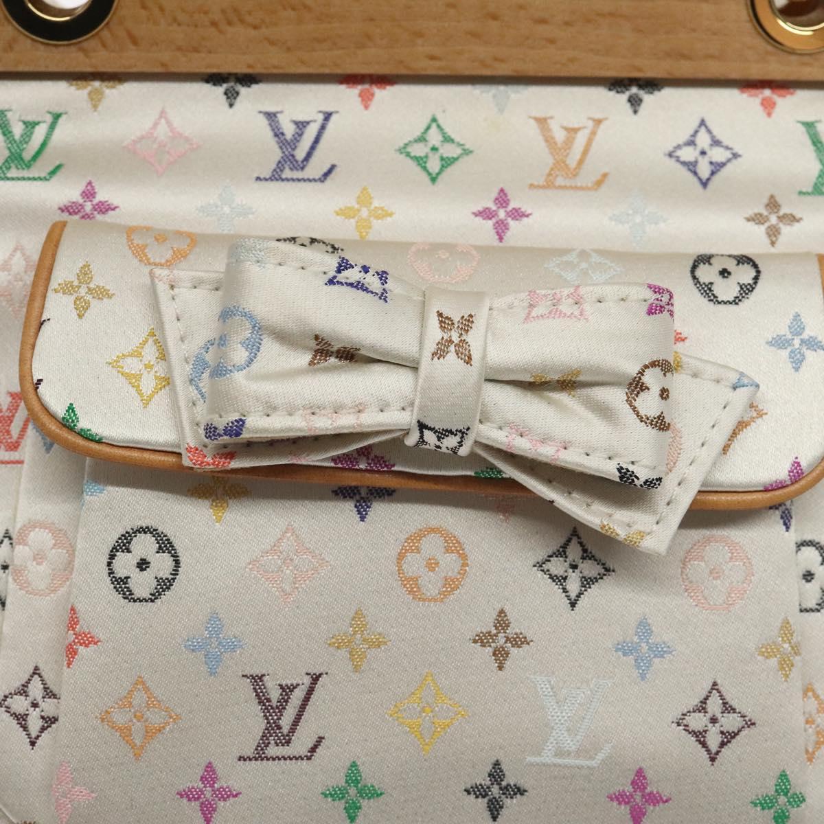 LOUIS VUITTON Monogram Multicolor Abelia Bag Satin White M92936 LV Auth sw895V