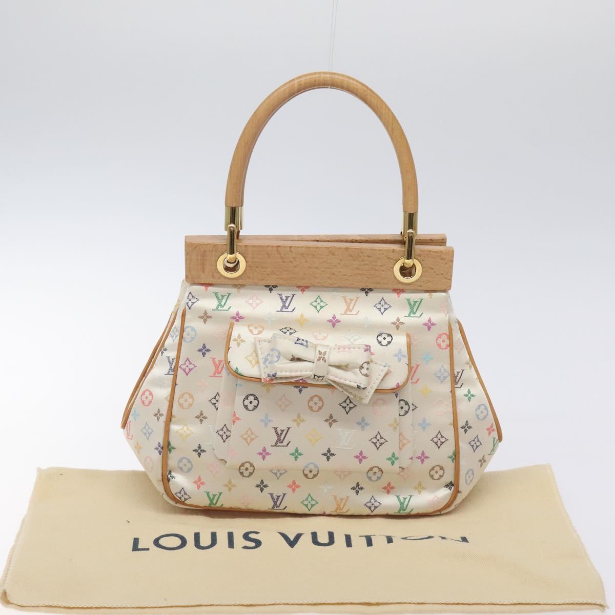 LOUIS VUITTON Monogram Multicolor Abelia Bag Satin White M92936 LV Auth sw895V