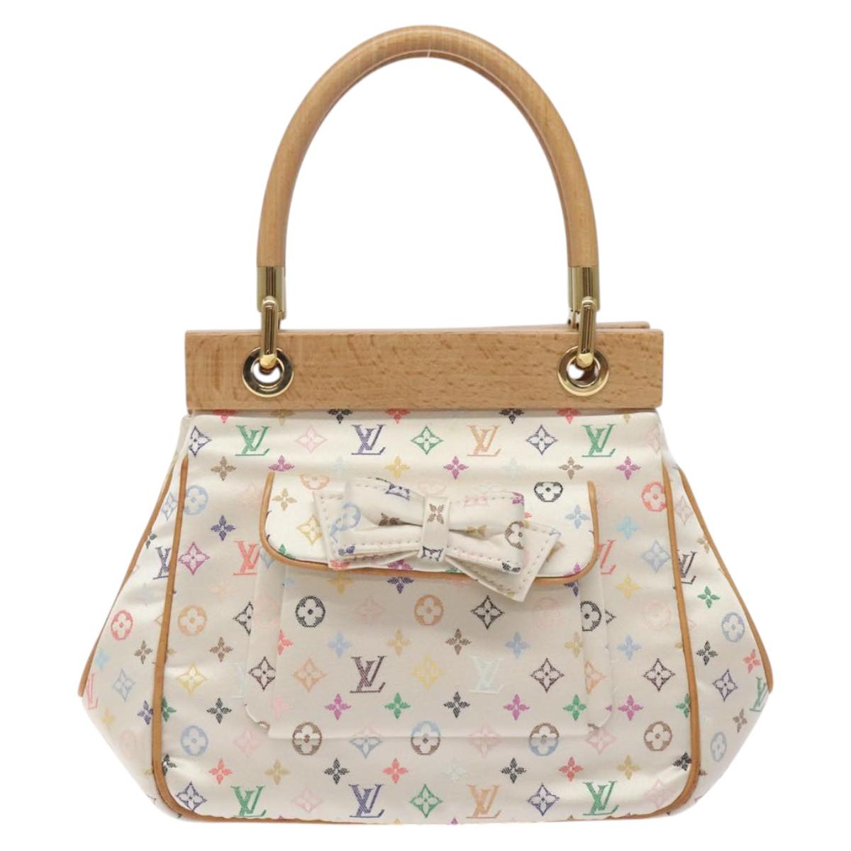 LOUIS VUITTON Monogram Multicolor Abelia Bag Satin White M92936 LV Auth sw895SAV