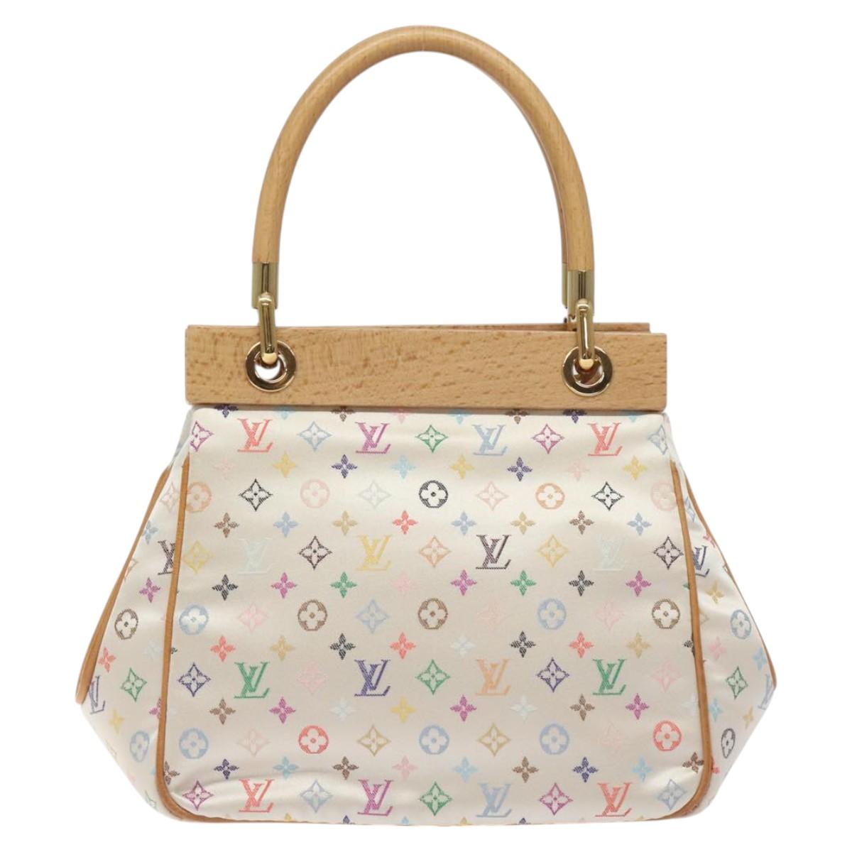 LOUIS VUITTON Monogram Multicolor Abelia Bag Satin White M92936 LV Auth sw895V