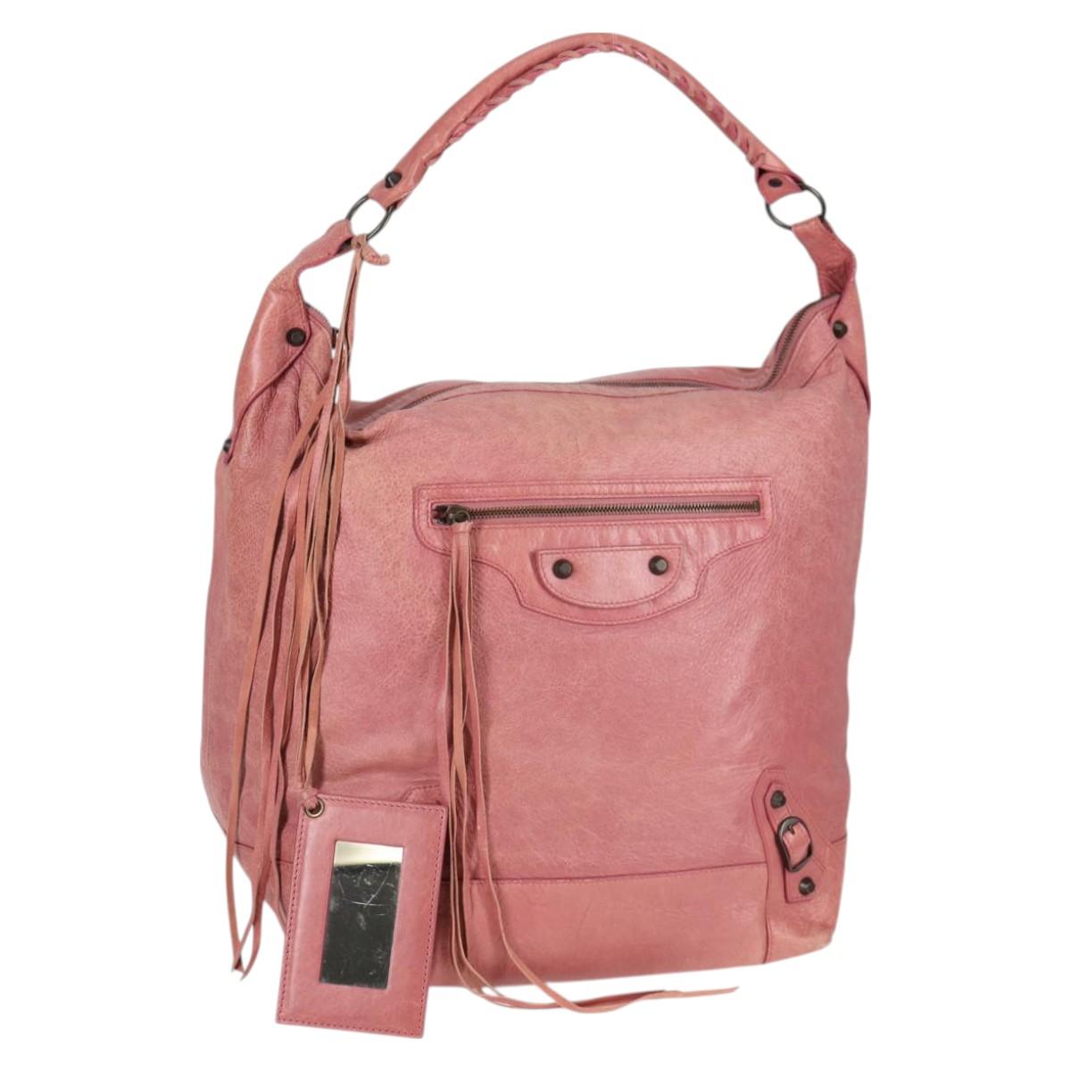 BALENCIAGA The Day Shoulder Bag Leather Pink 292954 Auth sw901V