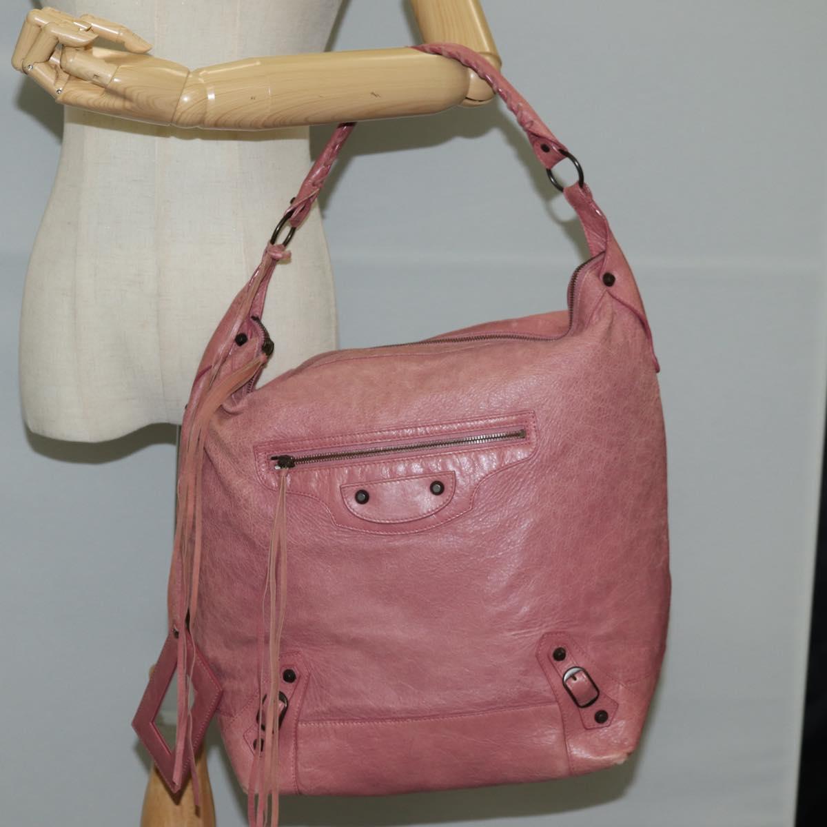 BALENCIAGA The Day Shoulder Bag Leather Pink 292954 Auth sw901V