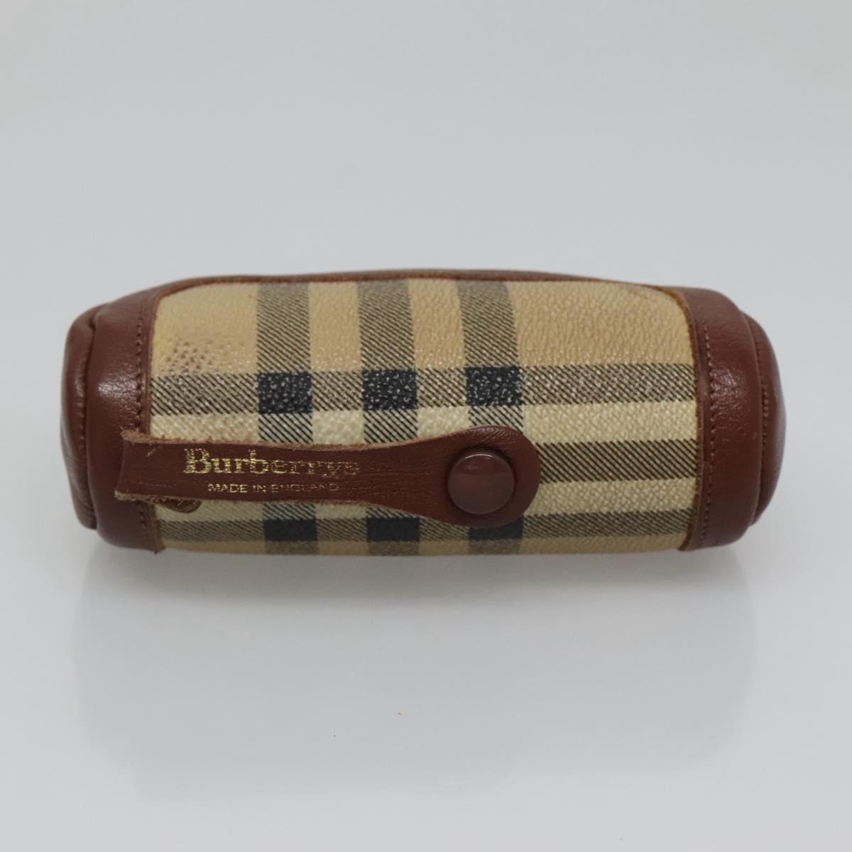 Burberrys Nova Check Golf Ball Case PVC set Beige Auth SW938