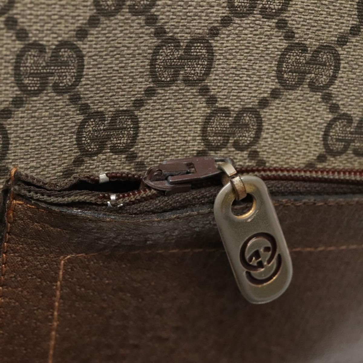 GUCCI GG Supreme Web Sherry Line Tote Bag PVC Beige Red Green Auth SW957
