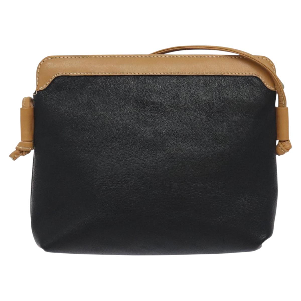 GUCCI Shoulder Bag Leather Black Auth SW966