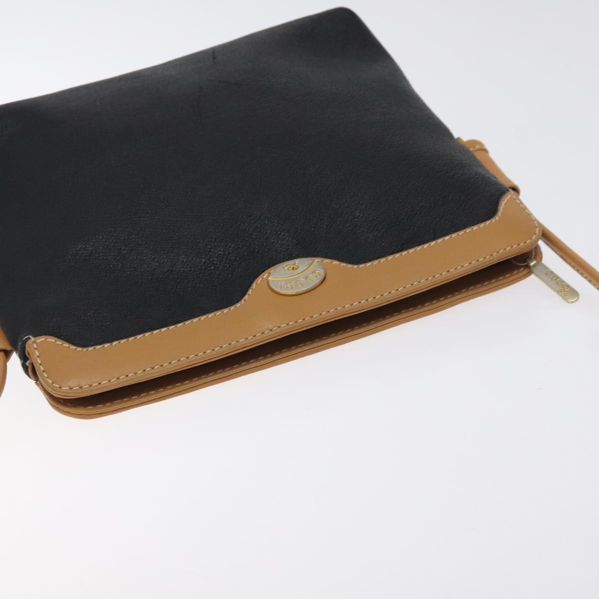 GUCCI Shoulder Bag Leather Black Auth SW966
