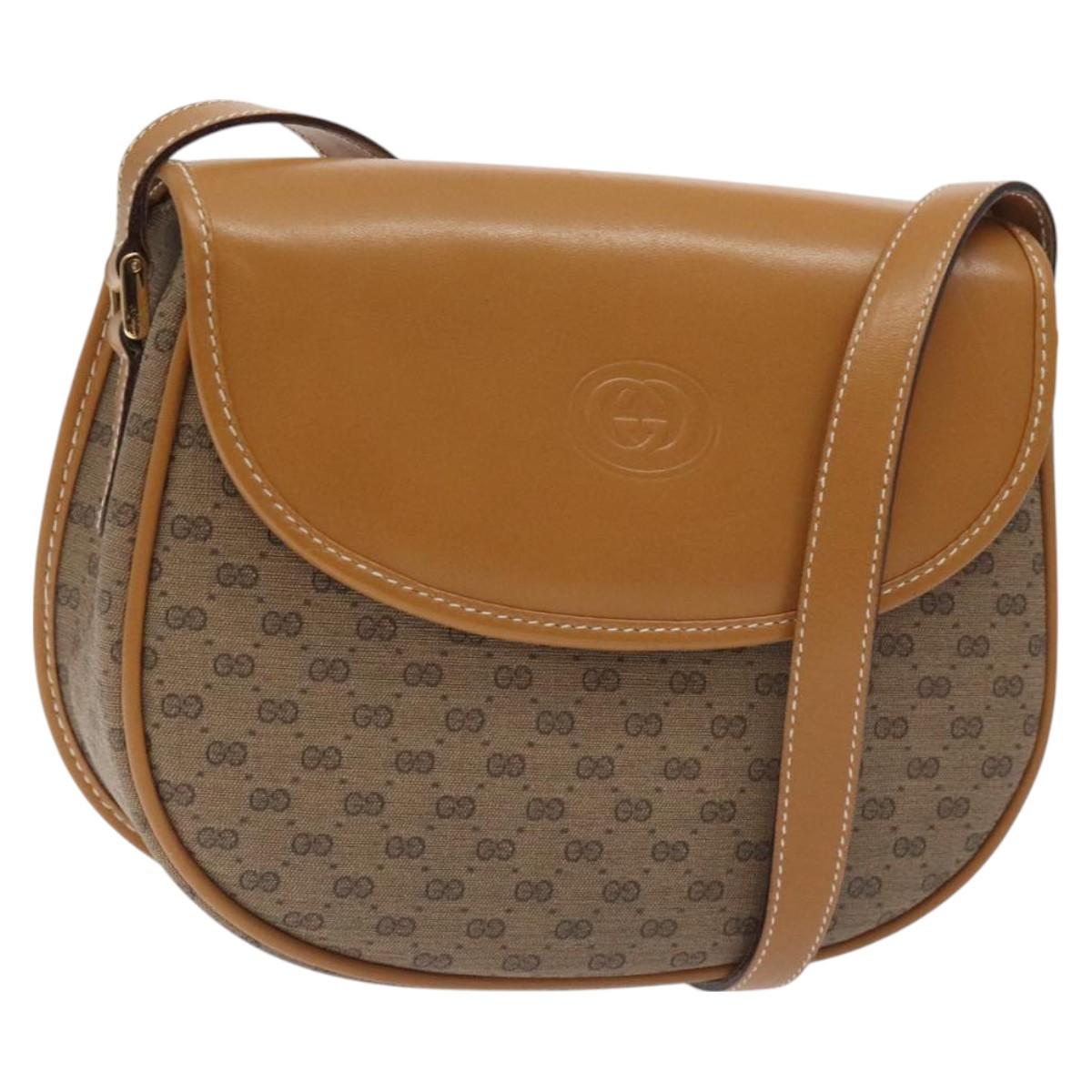 GUCCI Micro GG Supreme Shoulder Bag PVC Beige Gold 007 58 0074 Auth SW968