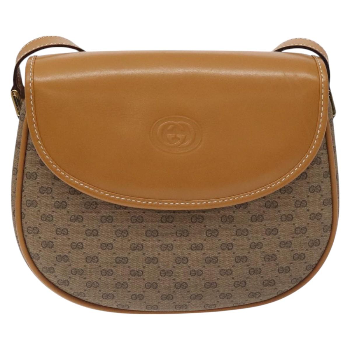 GUCCI Micro GG Supreme Shoulder Bag PVC Beige Gold 007 58 0074 Auth SW968