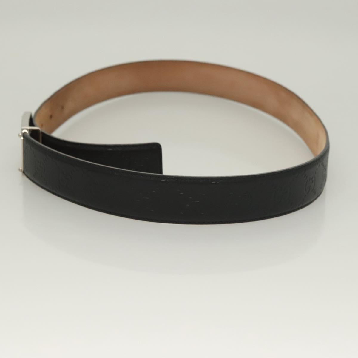 GUCCI GG Canvas Guccissima Belt Leather 40.9"" Black Auth SW970