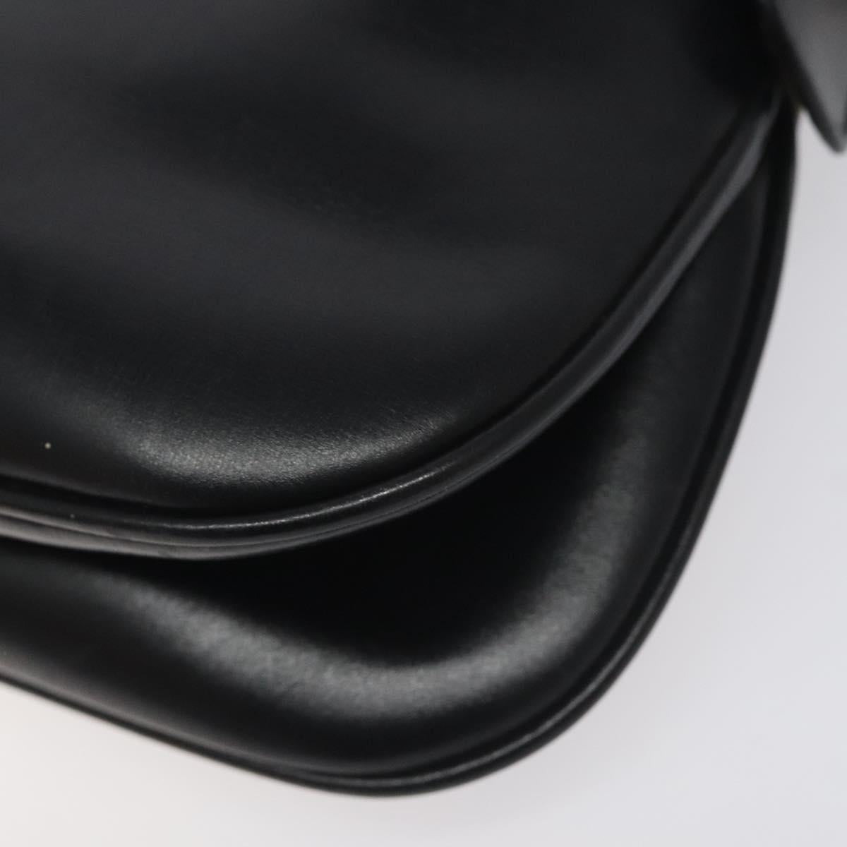 GUCCI Shoulder Bag Leather Black Gold Auth SW972