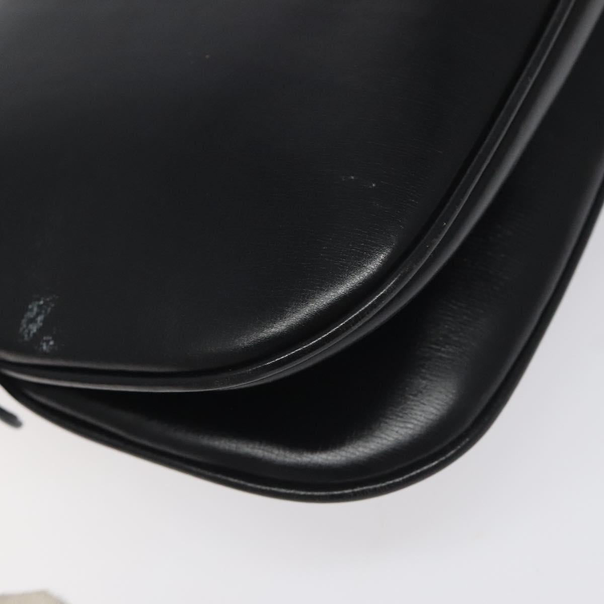 GUCCI Shoulder Bag Leather Black Gold Auth SW972