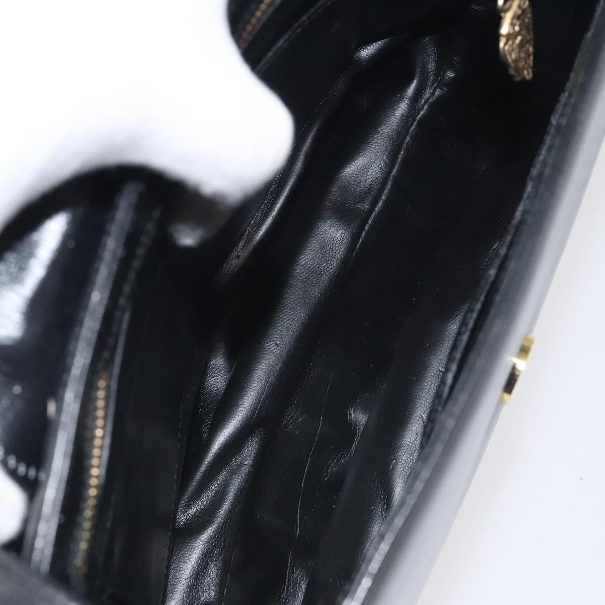GUCCI Shoulder Bag Leather Black Gold Auth SW972
