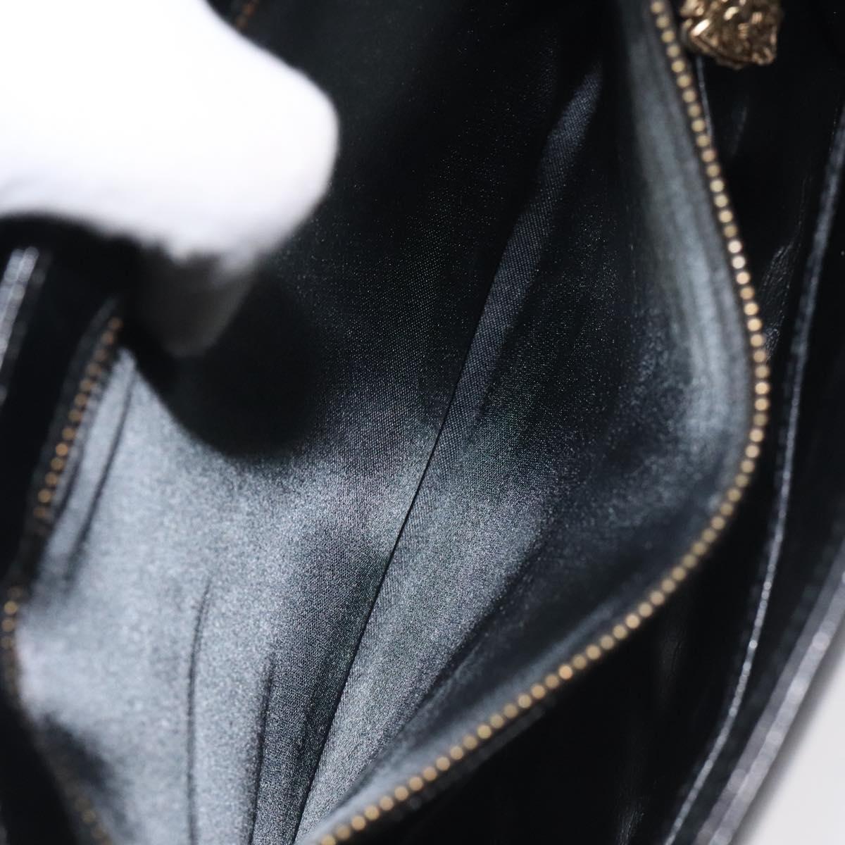 GUCCI Shoulder Bag Leather Black Gold Auth SW972