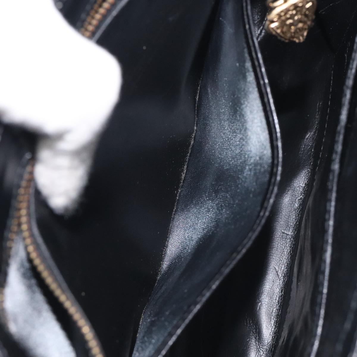 GUCCI Shoulder Bag Leather Black Gold Auth SW972