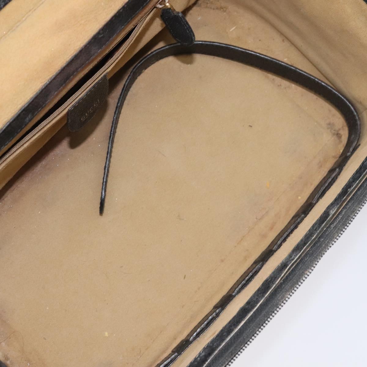 GUCCI Bamboo Hand Bag Leather Black Gold 013 122 2491 Auth SW974