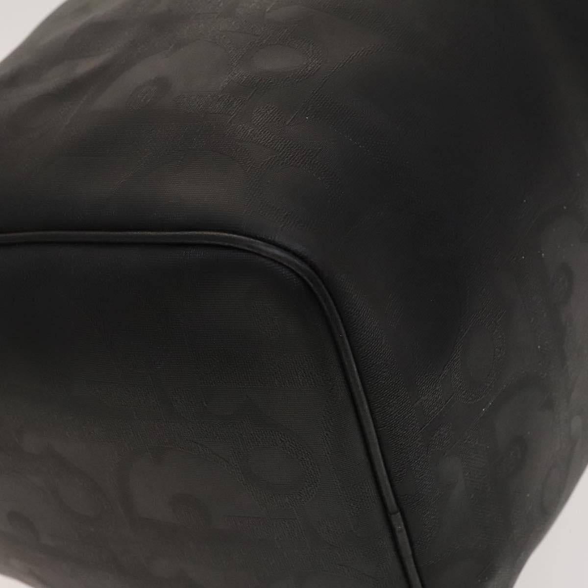 Christian Dior Trotter Canvas Boston Bag Black Gold Auth SW984