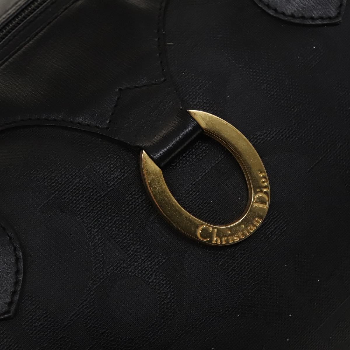 Christian Dior Trotter Canvas Boston Bag Black Gold Auth SW984