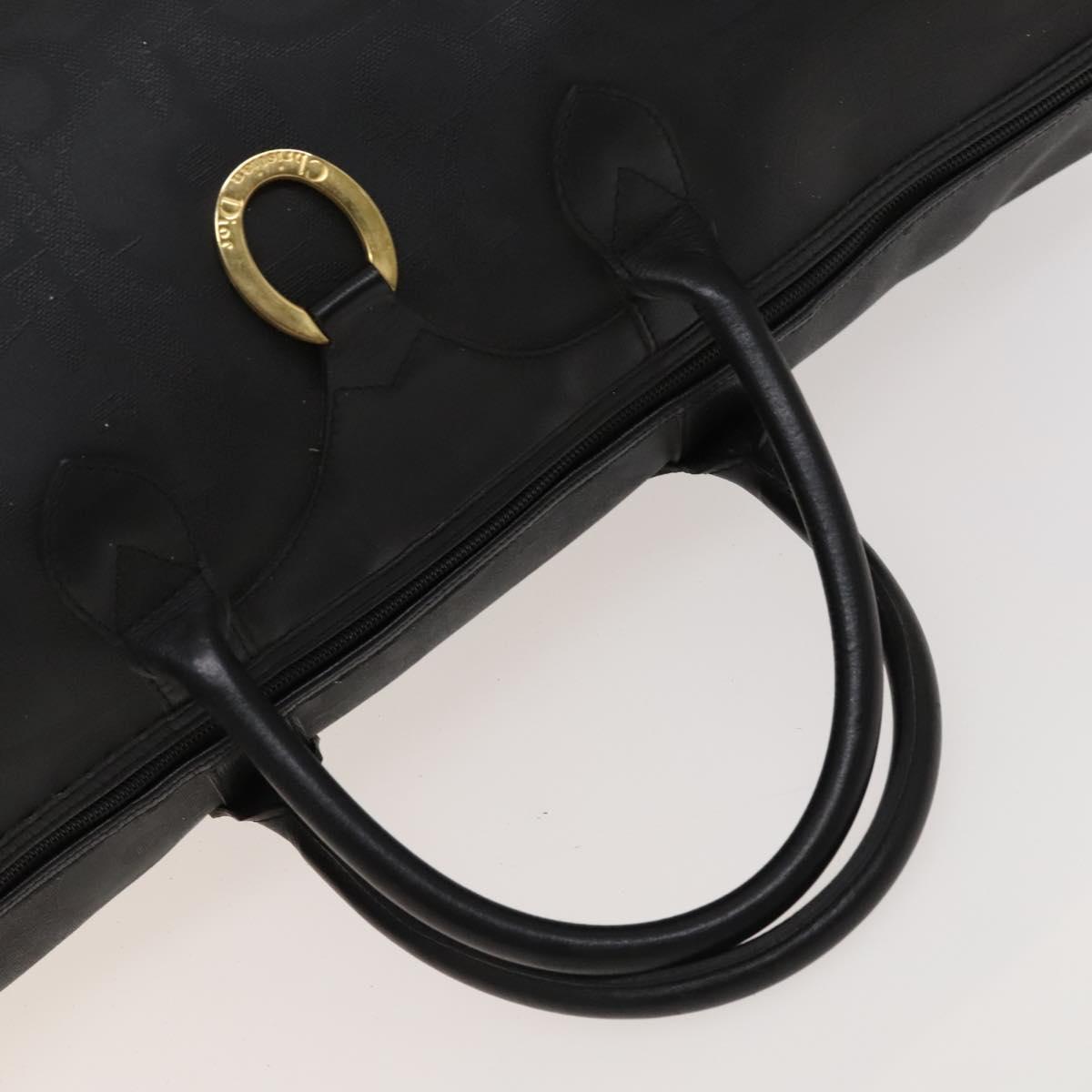 Christian Dior Trotter Canvas Boston Bag Black Gold Auth SW984