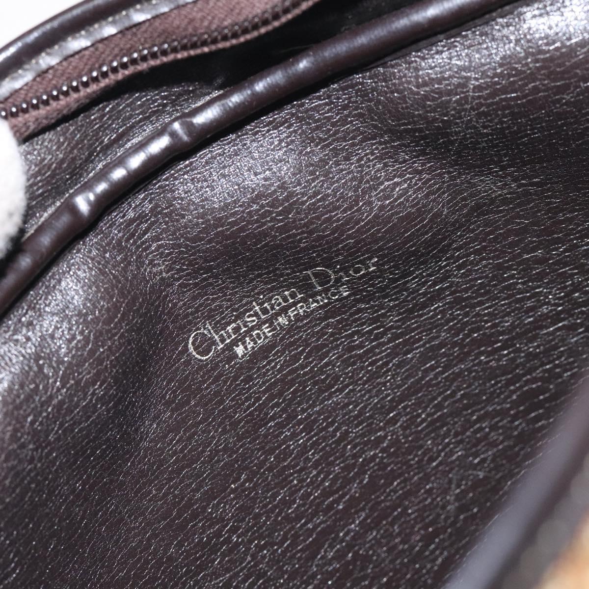 Christian Dior Trotter Canvas Shoulder Bag Brown Gold Auth SW985