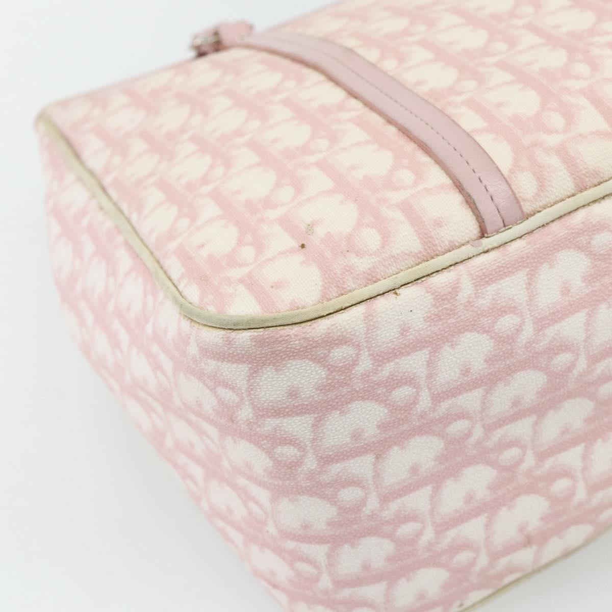 Christian Dior Trotter Canvas Romantic Tote Bag PVC Pink Silver Auth SW986