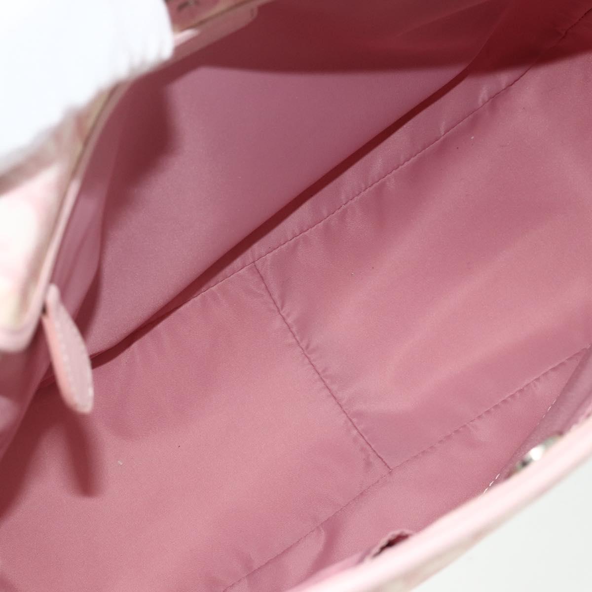 Christian Dior Trotter Canvas Romantic Tote Bag PVC Pink Silver Auth SW986
